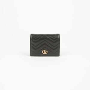 Black Matelassé Leather Gg Marmont Card Case Wallet